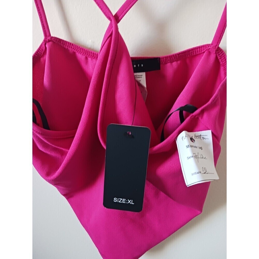 21 Saints Womens Juniors Halter Crop Top‎ Stretch Sleeveless Pink XL NWT - Picture 3 of 6